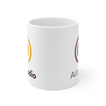 AccuRadio white ceramic mug